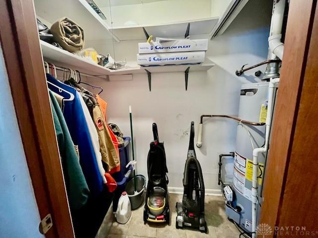 storage featuring gas water heater
