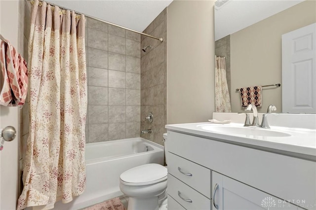 1490 Dell Glen Rd, Dayton, OH 45458 - full bath featuring toilet, vanity, and shower / bath combination with curtain