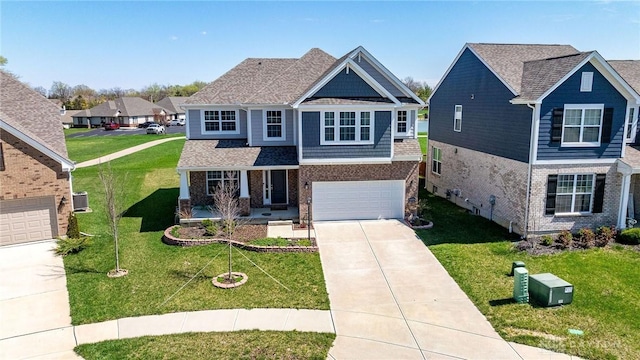 1490 Dell Glen Rd, Dayton, OH 45458 - traditional home with a front lawn, brick siding, an attached garage, concrete driveway, and central AC unit