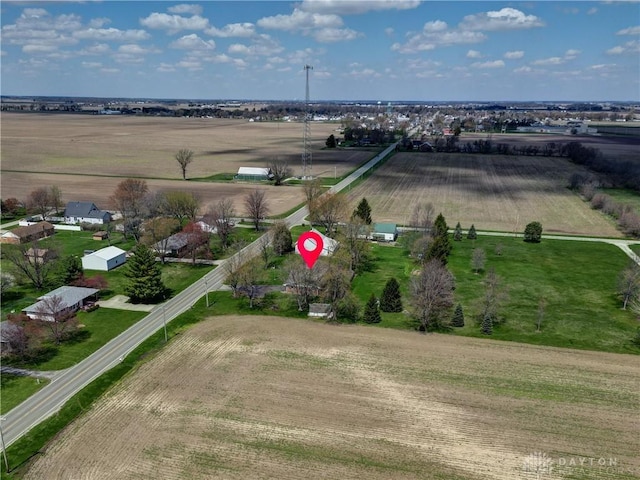 aerial view with a rural view