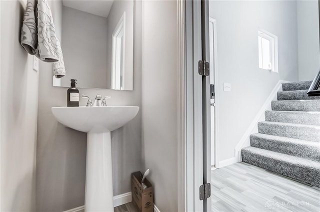 1629 Arden Bnd, Fairborn, OH 45324 - bathroom with wood finished floors, a sink, and baseboards