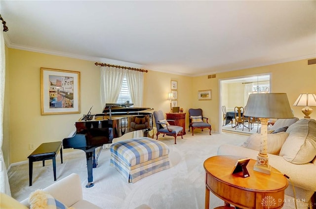 1458 Westwicke Pl, Washington Twp, OH 45459 - sitting room featuring ornamental molding, visible vents, and carpet floors