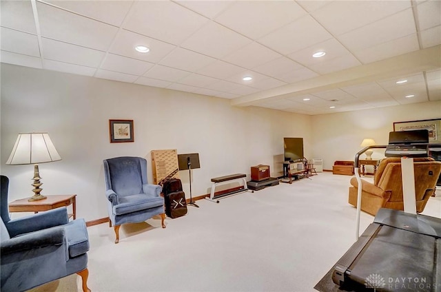 1458 Westwicke Pl, Washington Twp, OH 45459 - sitting room featuring a paneled ceiling, recessed lighting, baseboards, and carpet floors