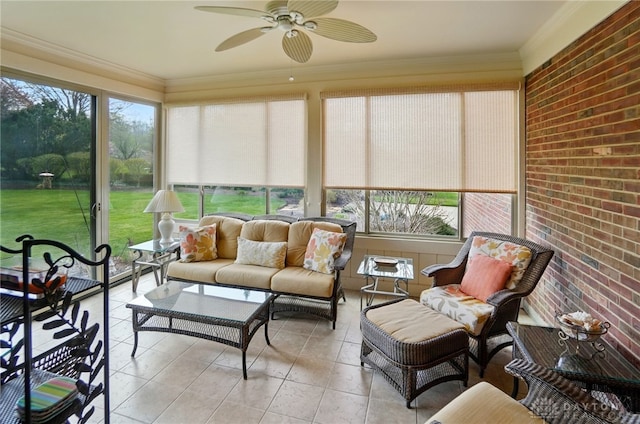 1458 Westwicke Pl, Washington Twp, OH 45459 - sunroom / solarium featuring an outdoor hangout area and ceiling fan