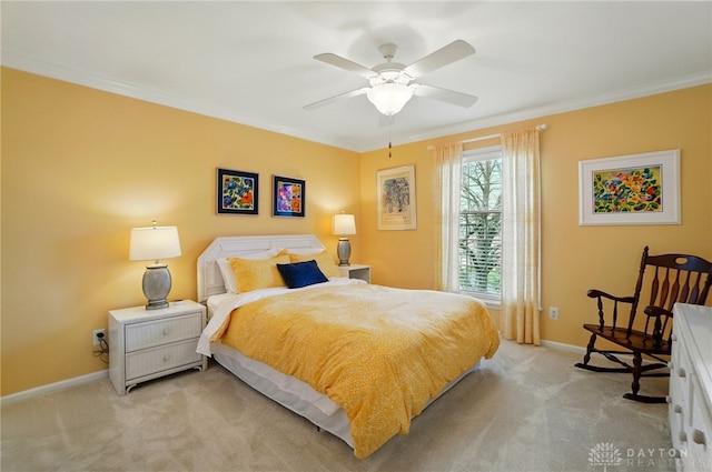 1458 Westwicke Pl, Washington Twp, OH 45459 - carpeted bedroom featuring ornamental molding, baseboards, and ceiling fan