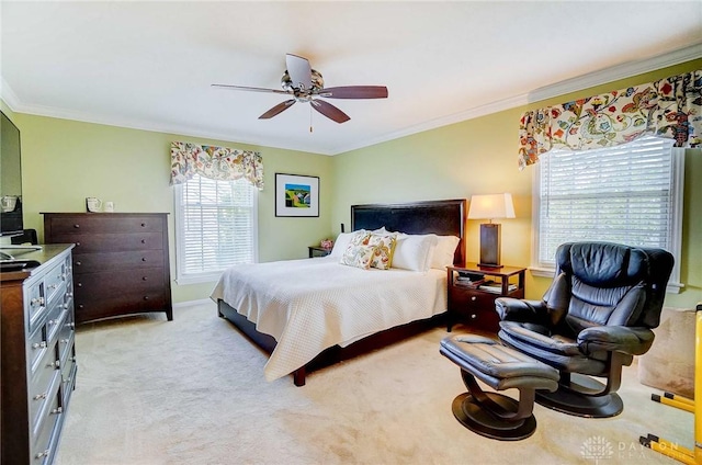 1458 Westwicke Pl, Washington Twp, OH 45459 - bedroom with ornamental molding, ceiling fan, and light carpet