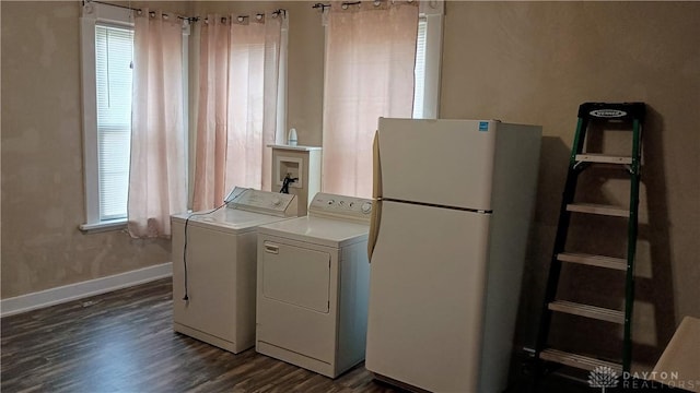 229-227 James St Unit 2, Dayton, OH 45410 - washroom featuring dark wood finished floors and washing machine and dryer
