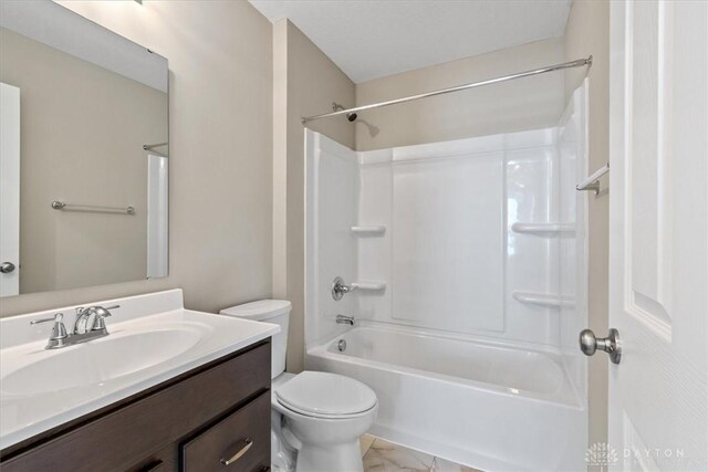 1226 Heathgate Way, Fairborn, OH 45324 - bathroom with vanity, tub / shower combination, and marble finish floors