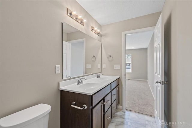 1226 Heathgate Way, Fairborn, OH 45324 - bathroom with marble look tile flooring and double vanity