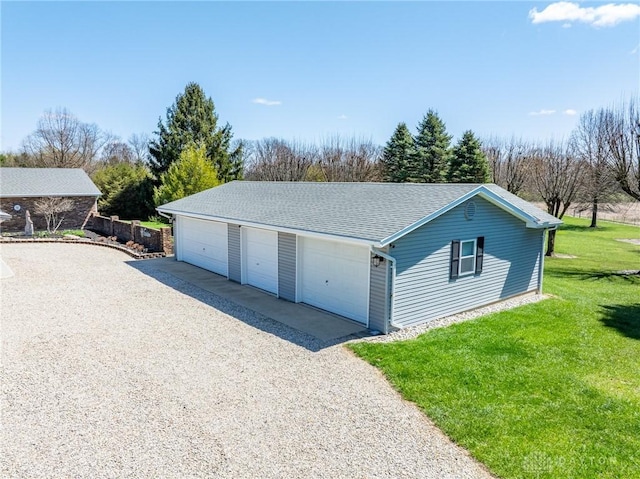 view of detached garage