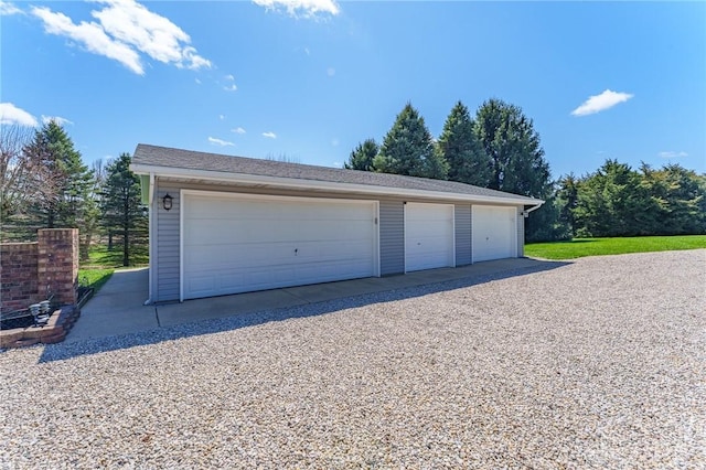 view of detached garage