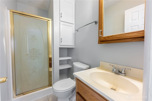 1917 Beckert Dr, Piqua, OH 45356 - full bath featuring a stall shower, toilet, vanity, and tile patterned floors