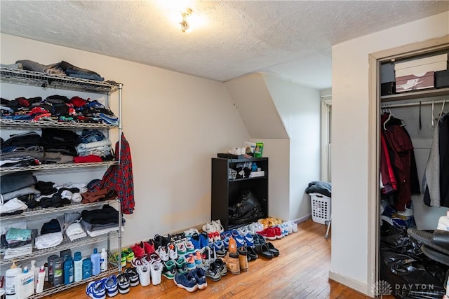 walk in closet featuring wood finished floors