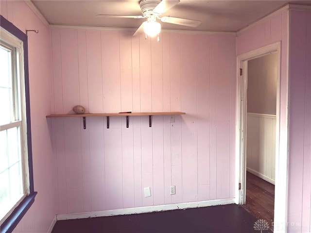 2025 Malcom Dr, Dayton, OH 45420 - spare room featuring a ceiling fan, plenty of natural light, and wood finished floors