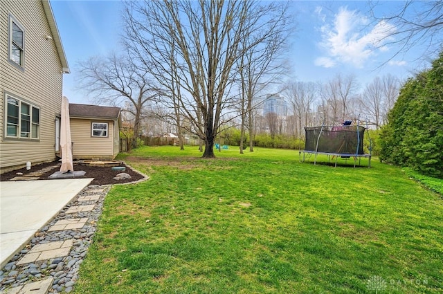 view of yard featuring a trampoline