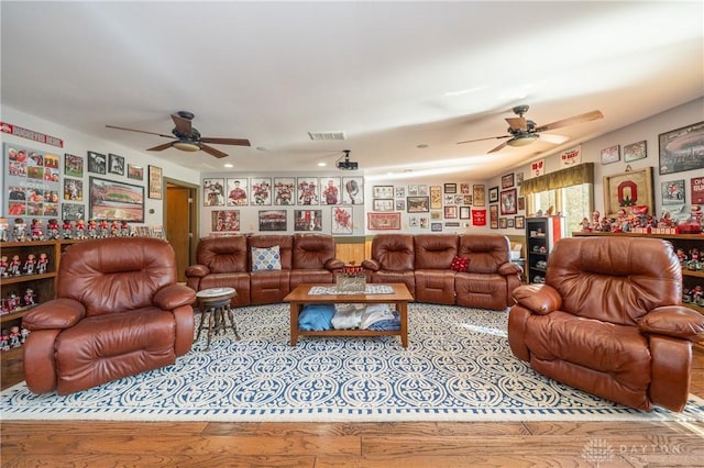 6475 Landsend Ct, Butler Township, OH 45414 - living room featuring a ceiling fan and visible vents