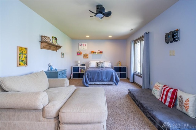 6475 Landsend Ct, Butler Township, OH 45414 - bedroom featuring visible vents, carpet floors, and recessed lighting
