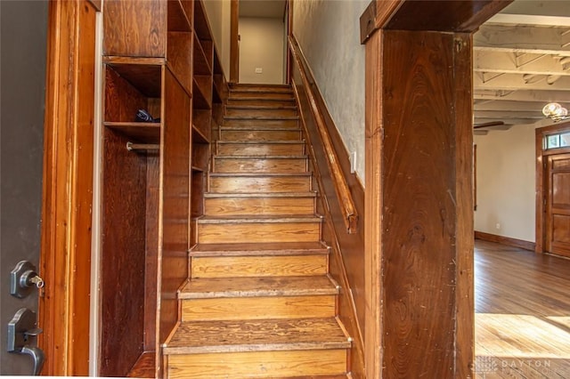 117 Montgomery Ave, Franklin, OH 45005 - stairs featuring wood finished floors and baseboards