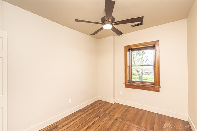 117 Montgomery Ave, Franklin, OH 45005 - empty room with hardwood / wood-style flooring, baseboards, a ceiling fan, and visible vents
