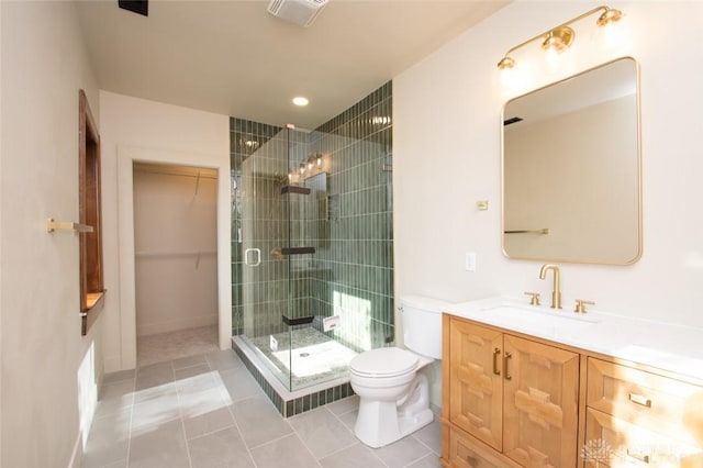 117 Montgomery Ave, Franklin, OH 45005 - full bathroom featuring tile patterned floors, a stall shower, vanity, toilet, and visible vents