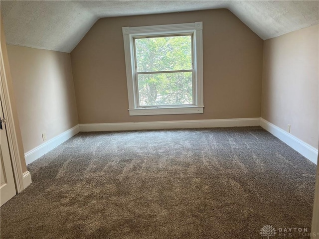 400 S Detroit St, Xenia, OH 45385 - bonus room with vaulted ceiling, a textured ceiling, carpet, and baseboards