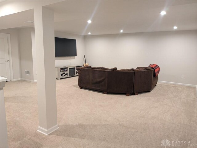 2408 Valleybrook Ct, Batavia, OH 45103 - living area featuring baseboards, visible vents, recessed lighting, and light colored carpet
