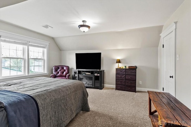 203 W Plum St, Saint Paris, OH 43072 - bedroom with lofted ceiling, light carpet, and baseboards