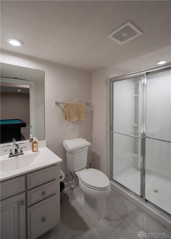 1180 Autumn Ridge Dr, Lebanon, OH 45036 - bathroom with a shower stall, vanity, toilet, tile patterned flooring, and visible vents