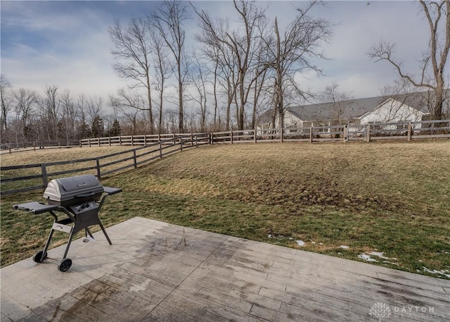 1180 Autumn Ridge Dr, Lebanon, OH 45036 - view of yard with a fenced backyard, a rural view, and a patio
