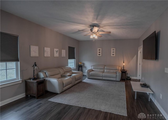 1180 Autumn Ridge Dr, Lebanon, OH 45036 - living room with baseboards, a ceiling fan, and dark wood-style floors