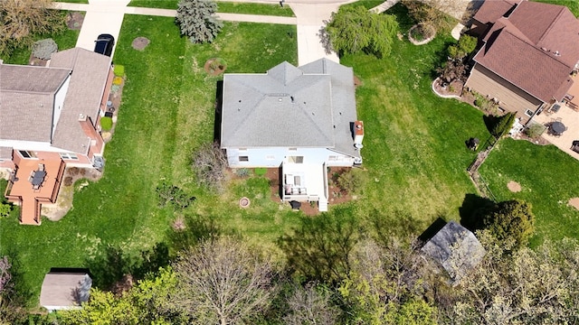 drone / aerial view with a residential view