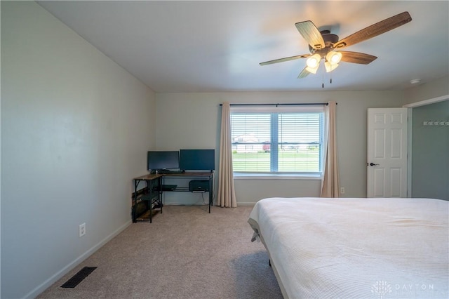 4100 Joshane St, Springfield, OH 45502 - bedroom with visible vents, carpet flooring, baseboards, and ceiling fan