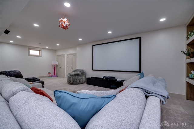 9171 Big Oak Dr, Washington Twp, OH 45458 - home theater room with carpet flooring, recessed lighting, and baseboards