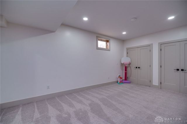 9171 Big Oak Dr, Washington Twp, OH 45458 - below grade area featuring recessed lighting, carpet floors, and baseboards