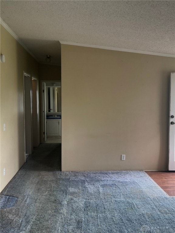 14384 NW US Highway 35, Jeffersonville, OH 43128 - spare room featuring carpet, a textured ceiling, and crown molding