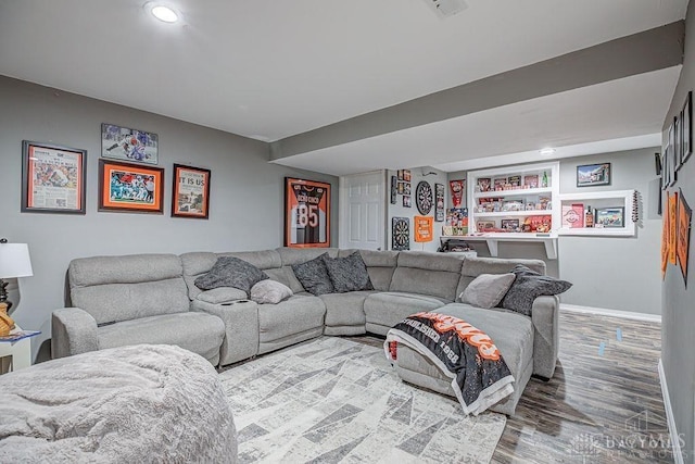 631 Alpine Pl, Trenton, OH 45067 - living area with baseboards, wood finished floors, and recessed lighting