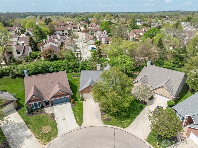 birds eye view of property with a residential view