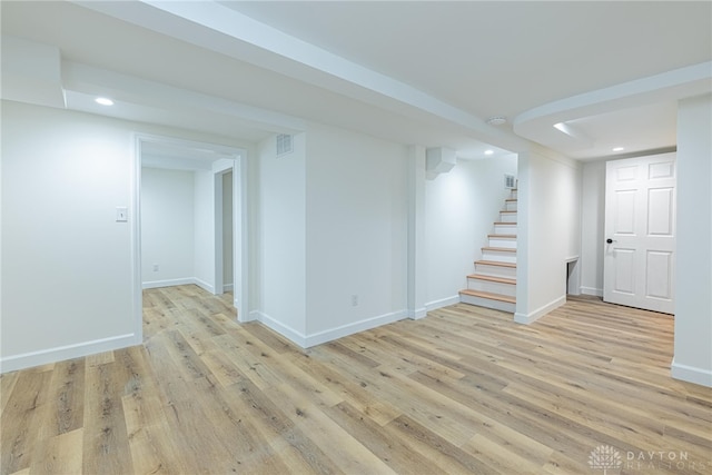 9 Wiltshire Blvd, Oakwood, OH 45419 - finished basement featuring light wood-style floors, recessed lighting, stairs, and baseboards