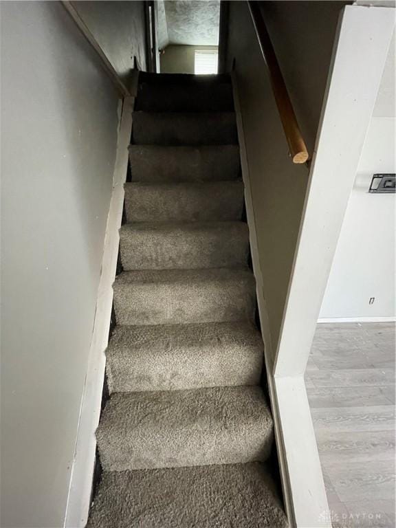 staircase with wood finished floors