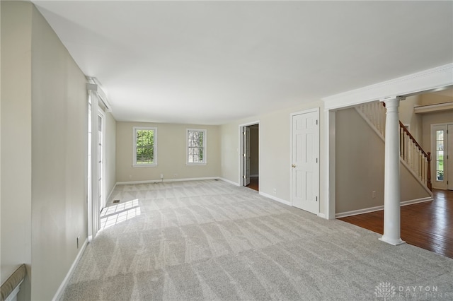 72 E Social Row Rd, Dayton, OH 45458 - carpeted spare room featuring baseboards and stairway