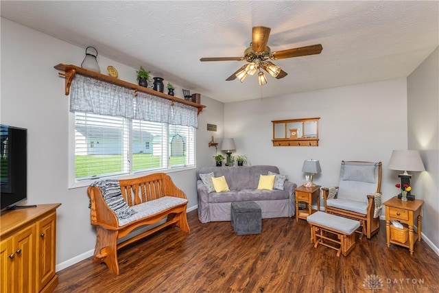1823 Park Ave, Piqua, OH 45356 - living area with baseboards, wood finished floors, and a ceiling fan