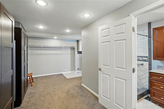 walk in closet with carpet