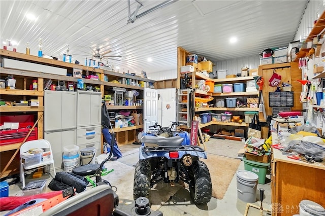 storage room with a garage