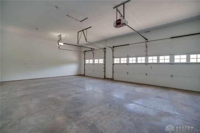 garage with a garage door opener
