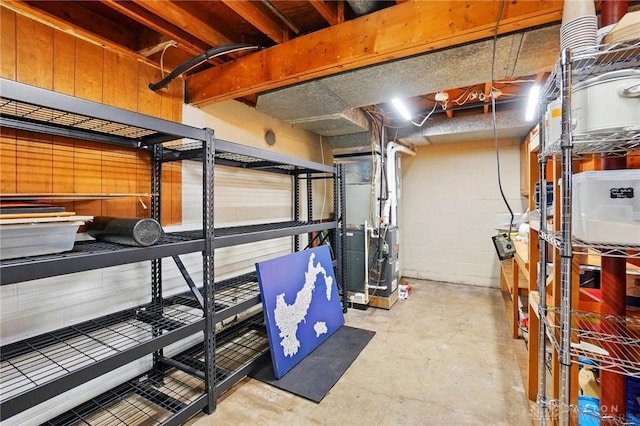 storage room featuring heating unit
