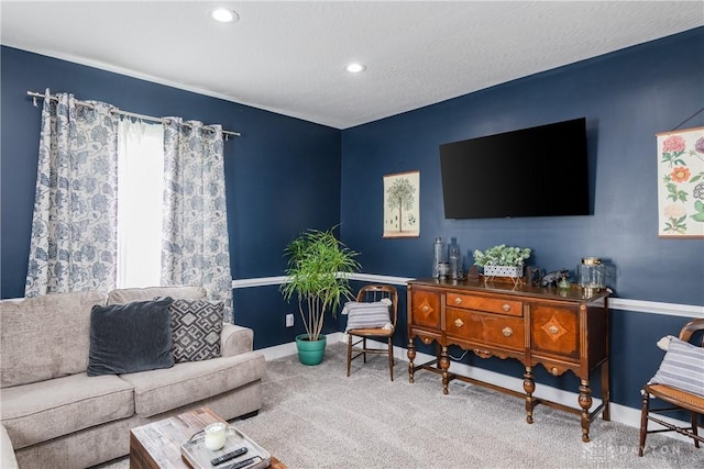 14 Clemens Ave, Jamestown Vlg, OH 45335 - carpeted living room featuring baseboards and recessed lighting
