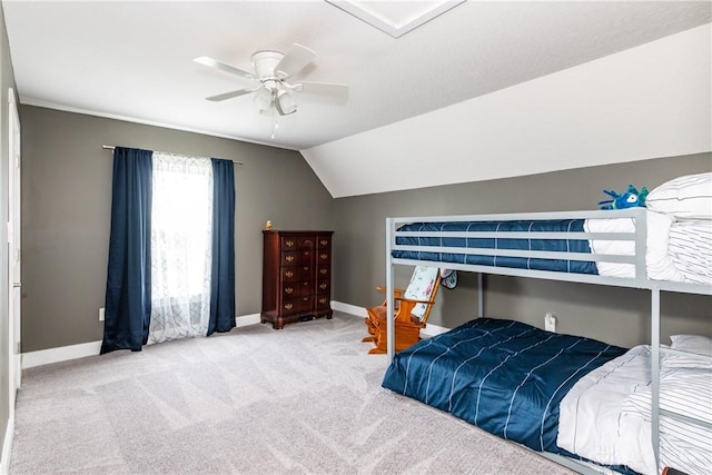 14 Clemens Ave, Jamestown Vlg, OH 45335 - bedroom featuring lofted ceiling, ceiling fan, carpet floors, and baseboards