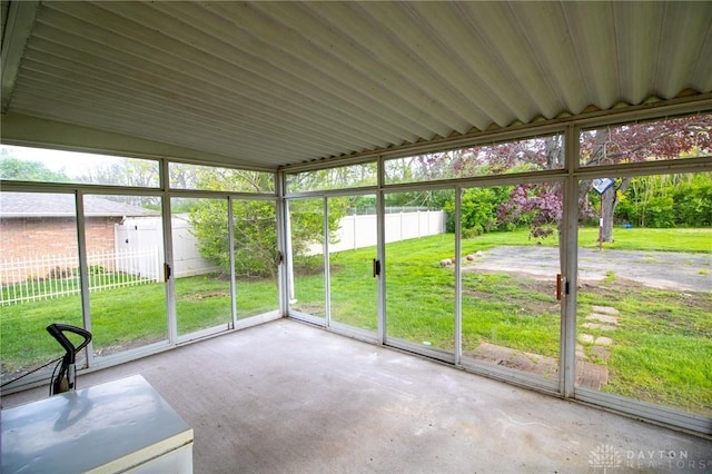 view of unfurnished sunroom