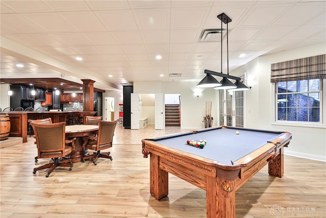 7177 Paul Ln, Liberty Twp, OH 45044 - playroom with recessed lighting, baseboards, pool table, and light wood-style floors