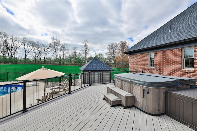 7177 Paul Ln, Liberty Twp, OH 45044 - wooden deck with fence and a hot tub